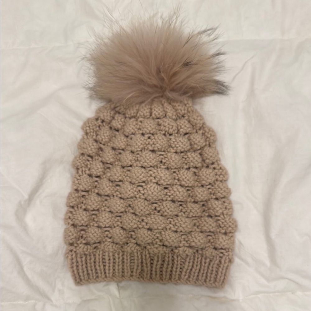 Shiraleah Tan Knit Pom-Pom Hat